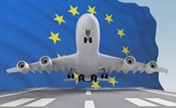 Flygplan och flagga utanför Europa